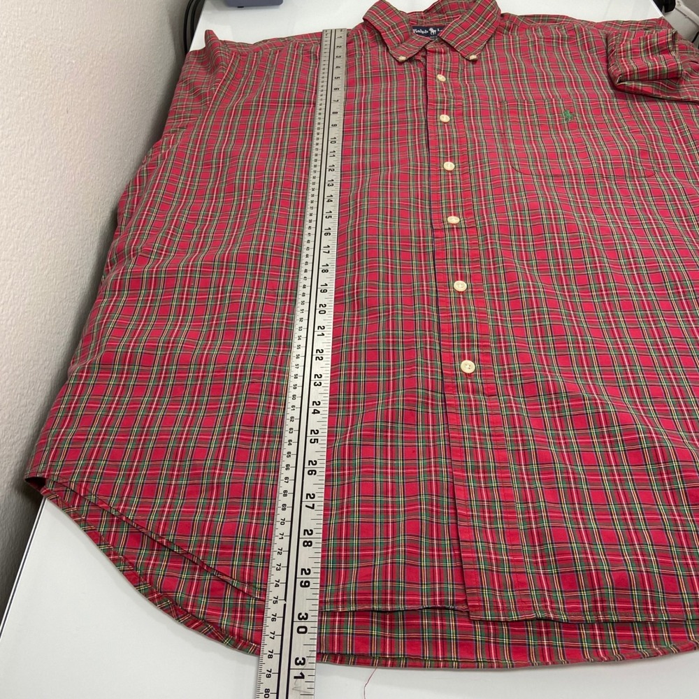Ralph Lauren Bartlett Men's XL Red Green Plaid Button Down Shirt‎ Long Sleeve - Picture 7 of 7